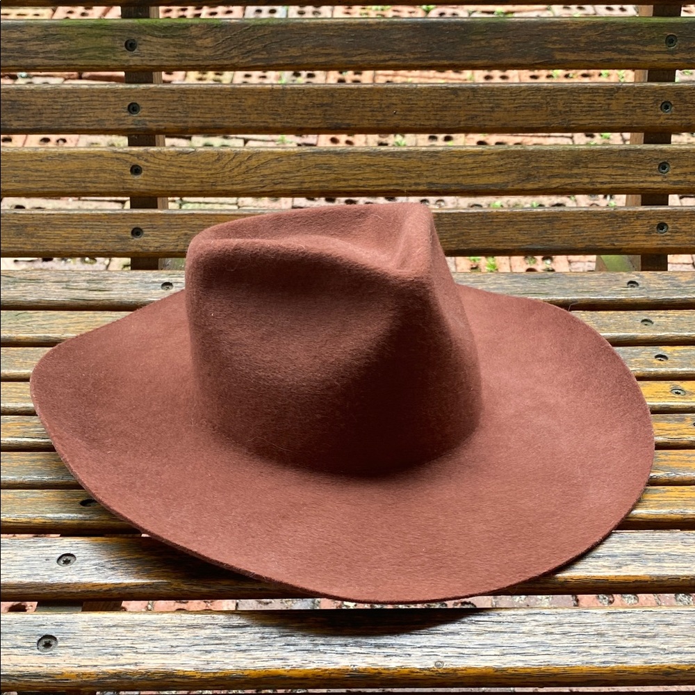 Janessa Leoné brown wool wide brim hat cowgirl western cap medium